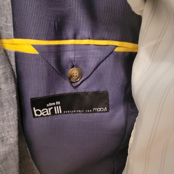 Bar III Chambray Sport Coat Blazer Jacket 36S Men Slim Fit - Picture 3 of 4